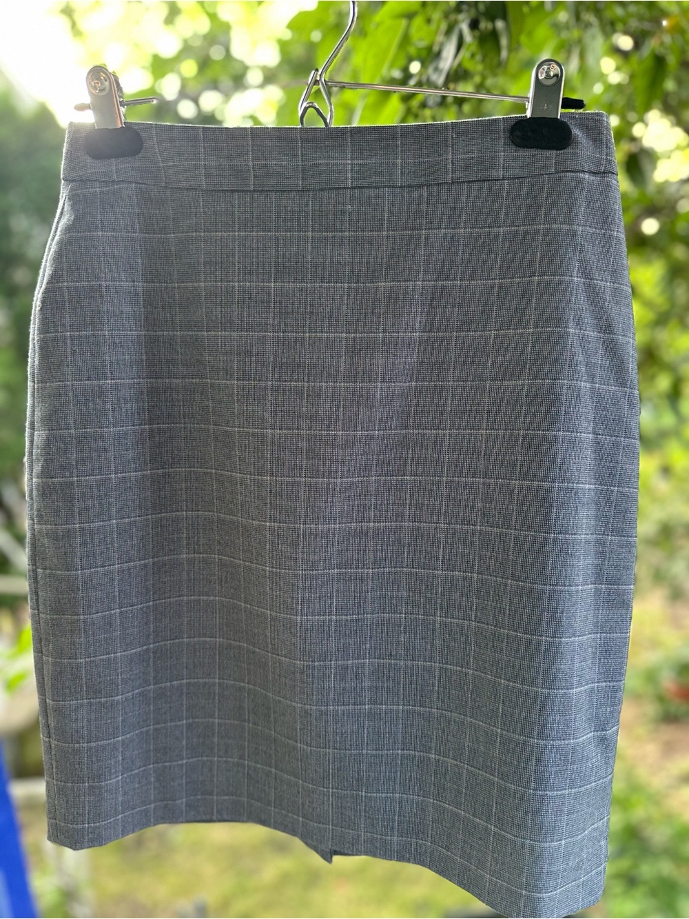 Banana Republic Gray Windowpane Pencil Skirt